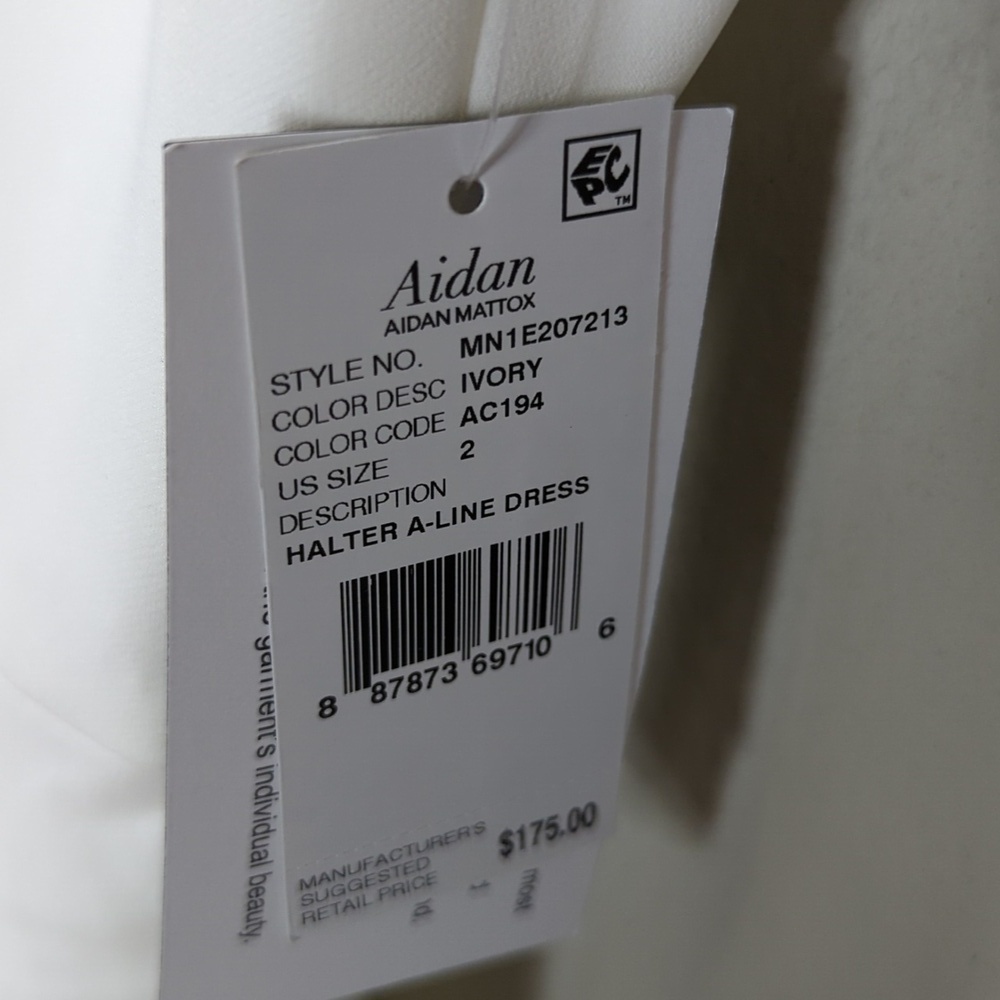 Aidan Mattox Halter A-Line Dress Womens 2 Bone White Ruffle Dress Dazzle 8 - Picture 6 of 16